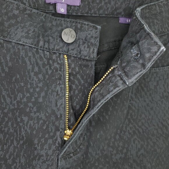 NYDJ Daughters Jeans Leggings Womens 10 Black Leopard Cheetah Print Lift Tuck - Picture 3 of 12